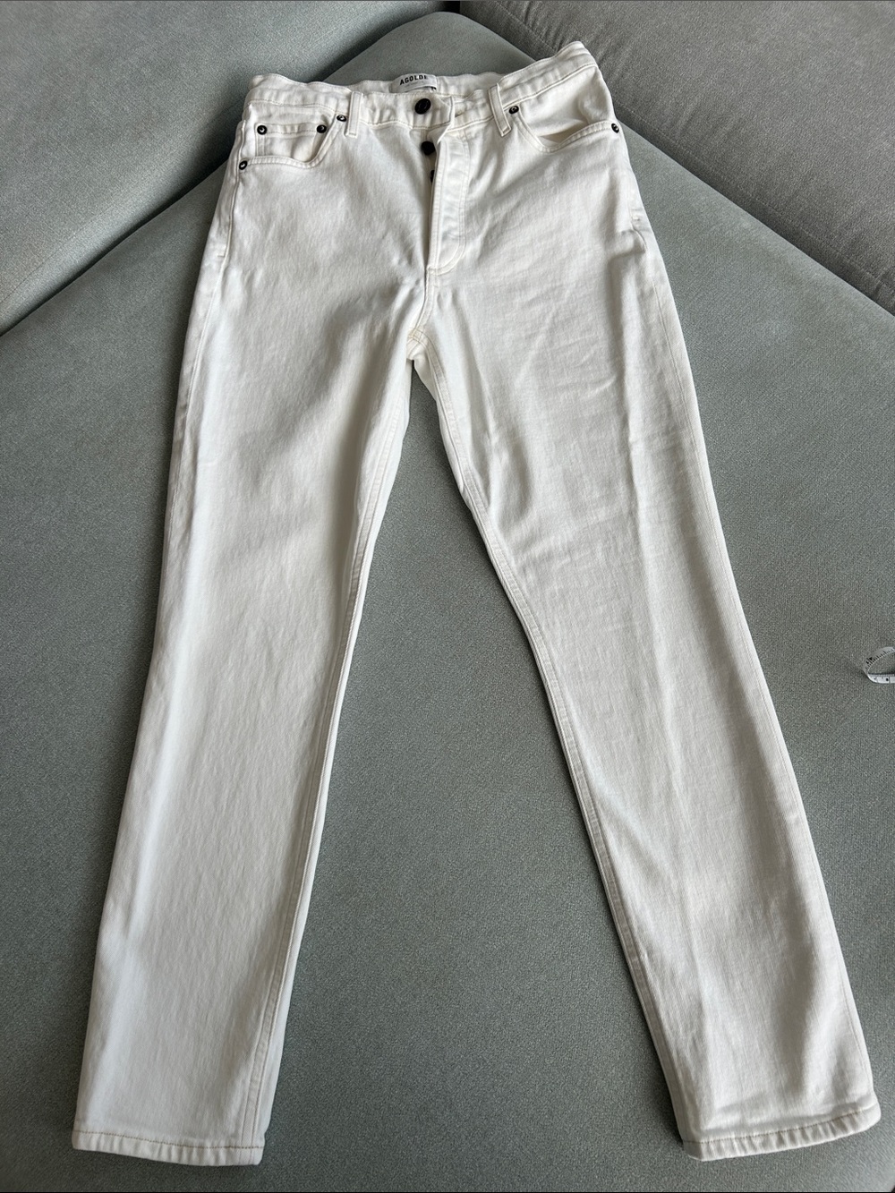 AGOLDE Nico High Rise Slim Straight White Jeans 27 Button Fly $188